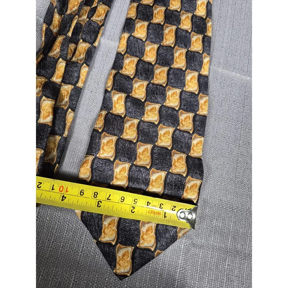 Charleston The Rack Tie Mens Gold Silk Geometric Classic Made In Italy Necktie